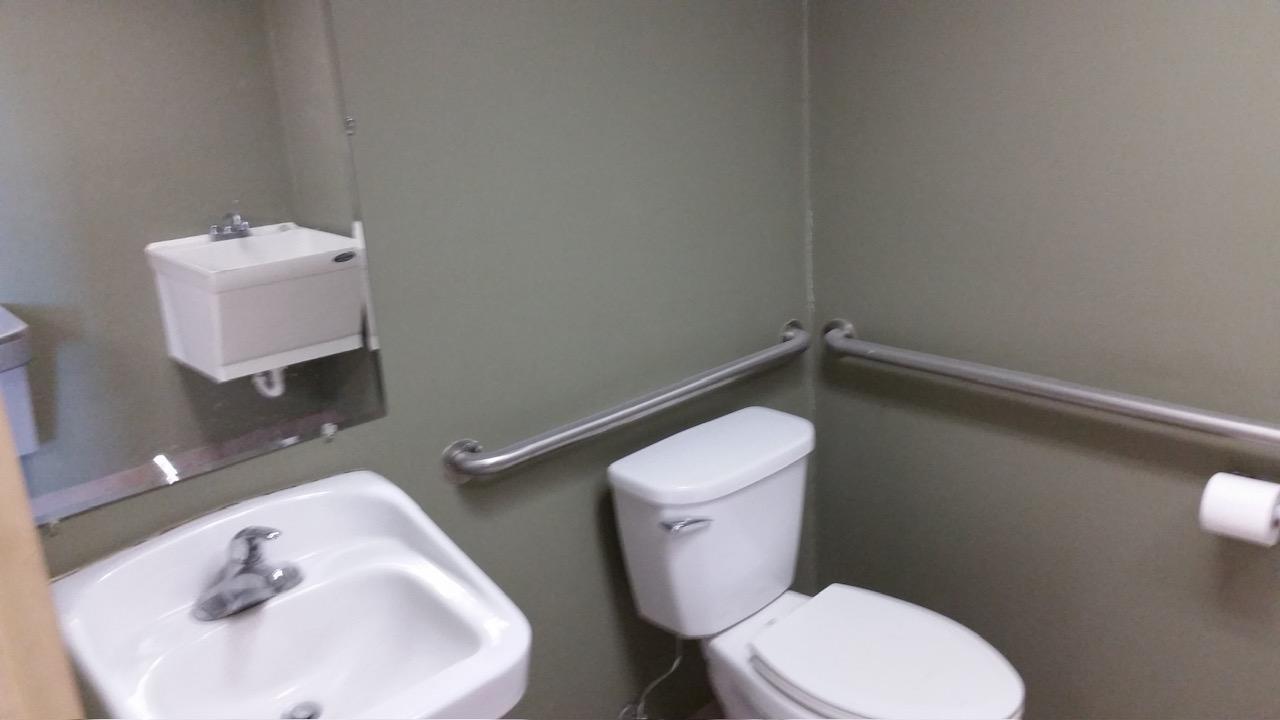 Restroom within finished office area