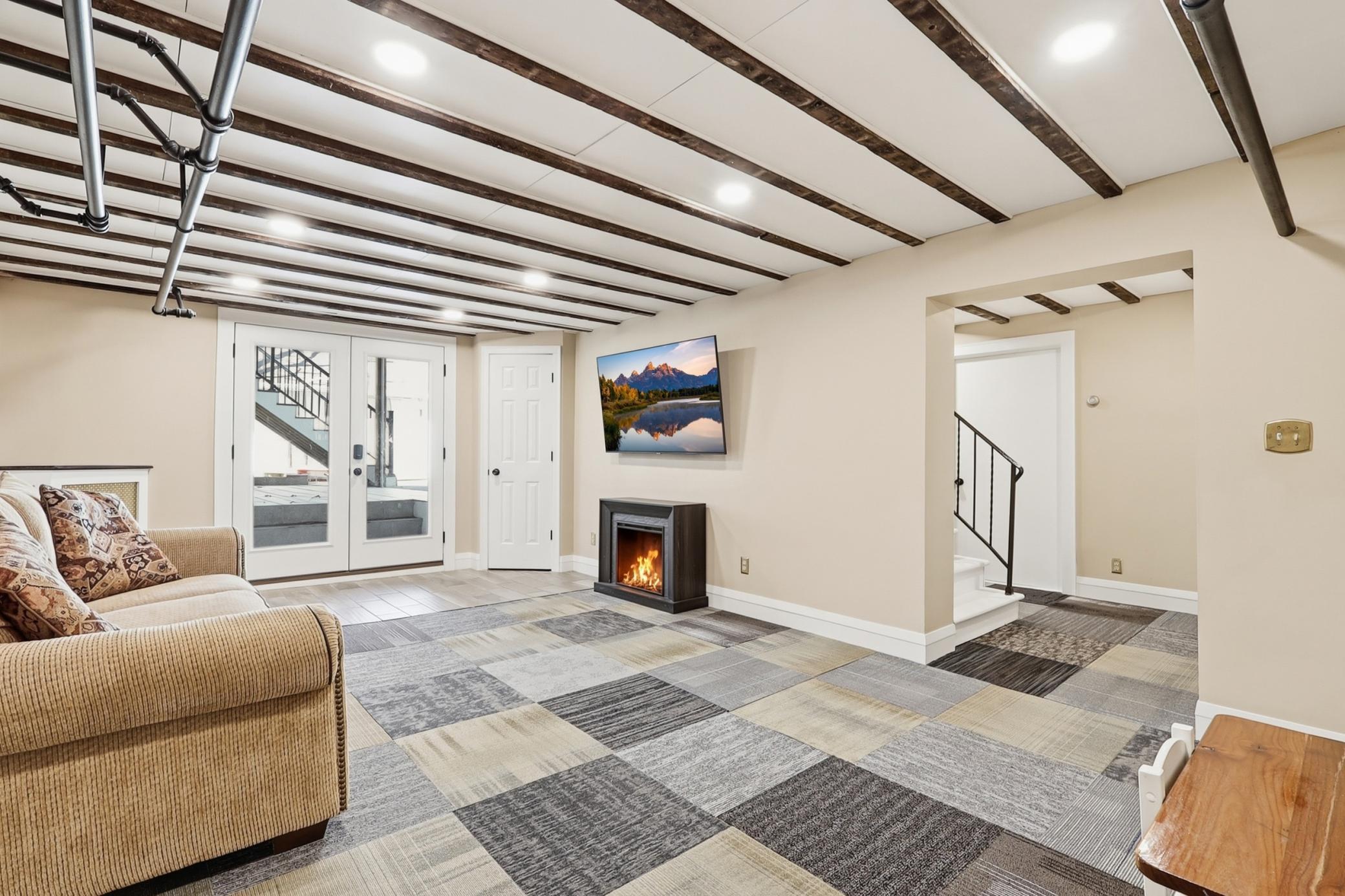 Basement Family Room w/ Rare Walk-Out Basement for Era