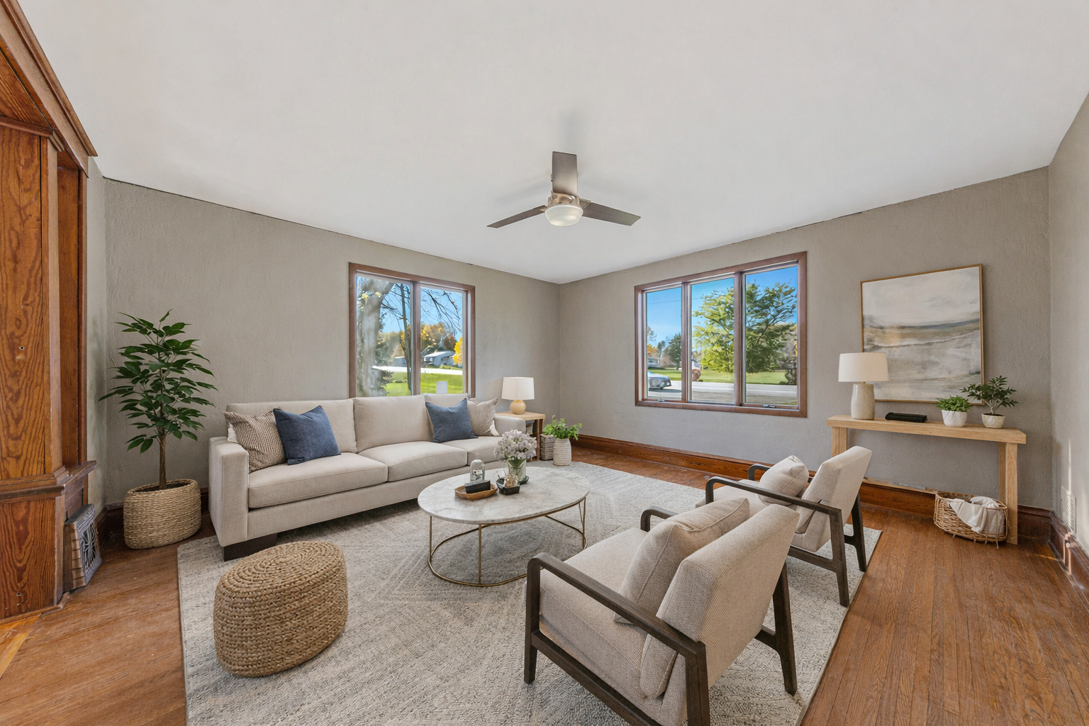 Bright and modern living room space...virtually staged