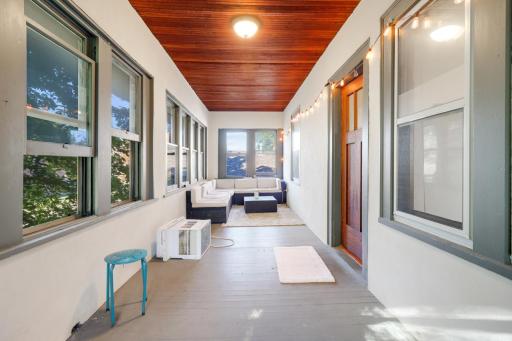 Wooden ceilings enhance the charm and character of this patio.