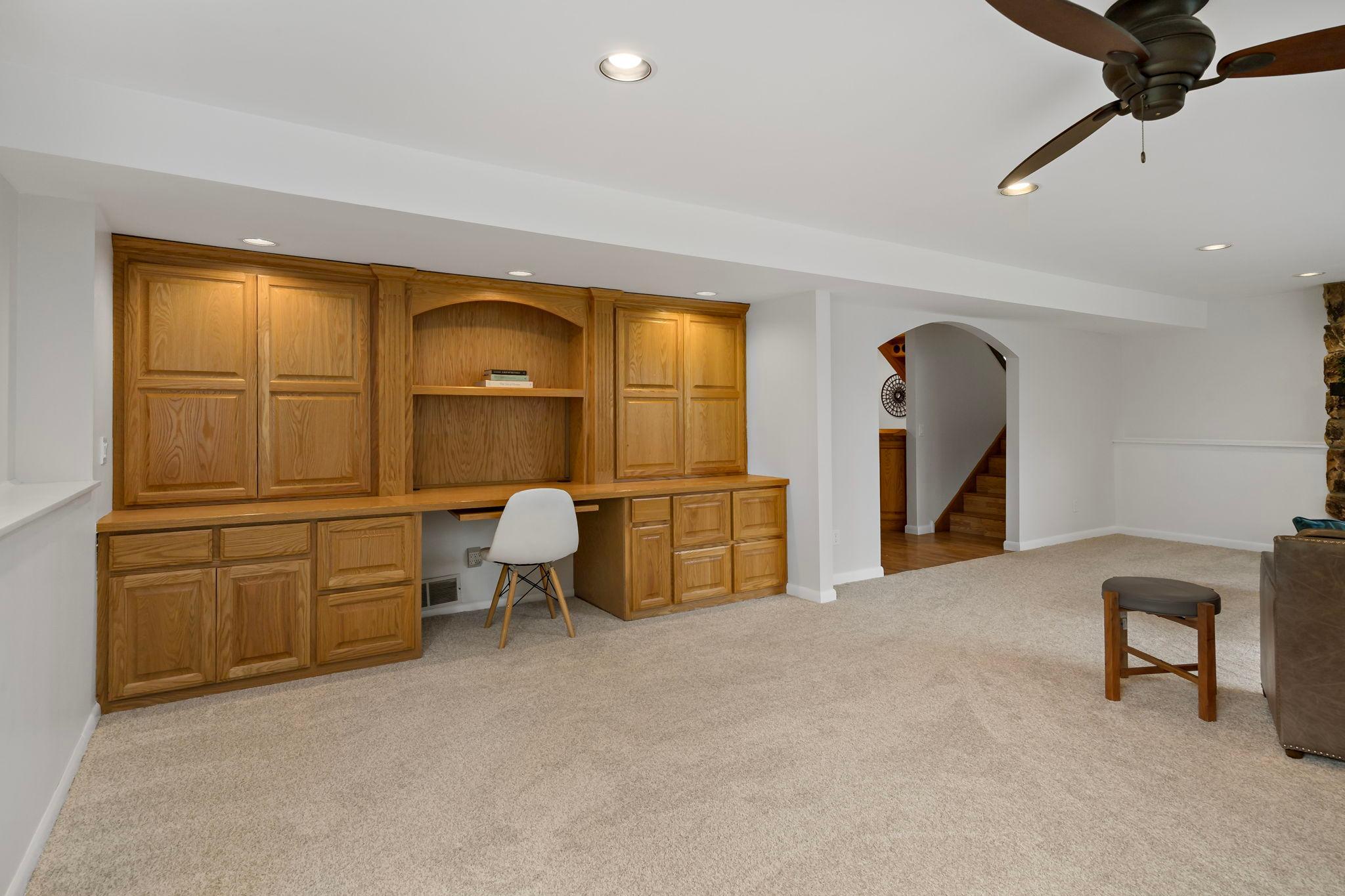Built-in desk and cabinets