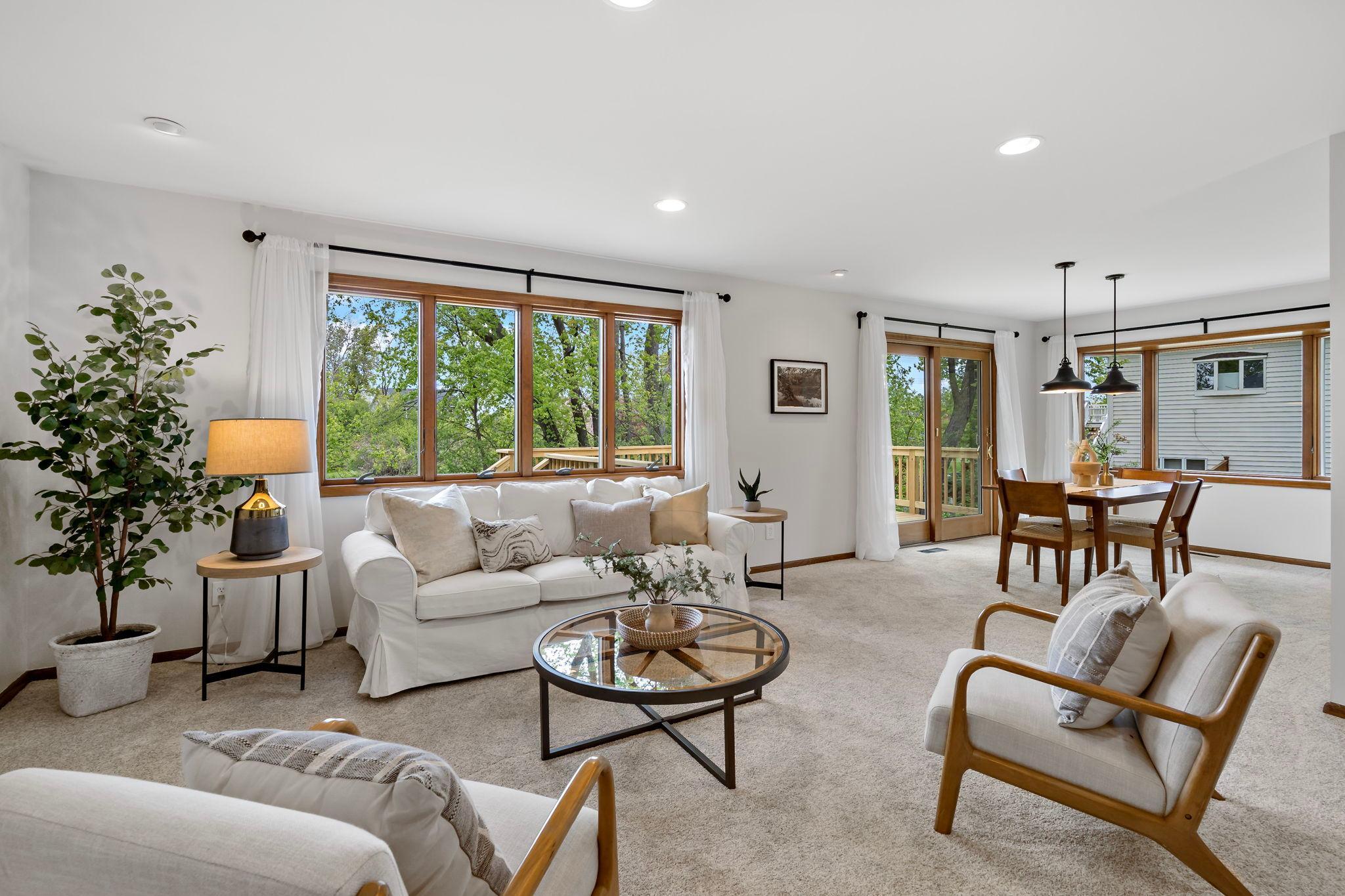 Living room is open to the dining room