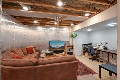 This great bonus room is almost finished in the basement.