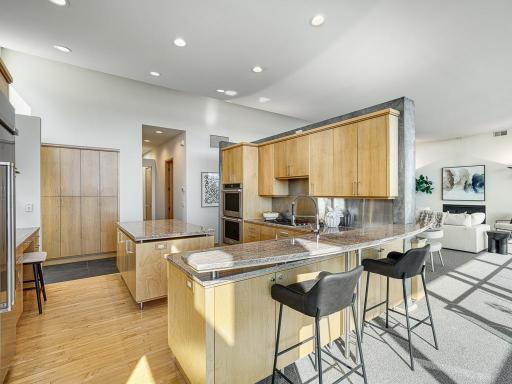 The kitchen opens to both dining areas