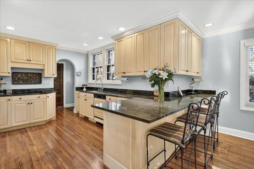 Oversized kitchen with plenty of cabinet and counter space.