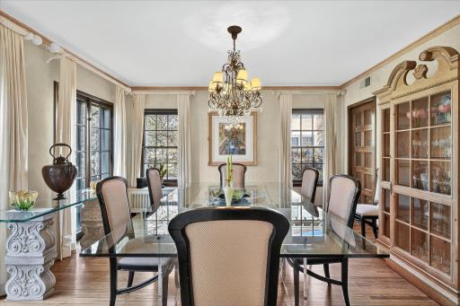 Large dining room with floor to ceiling windows!