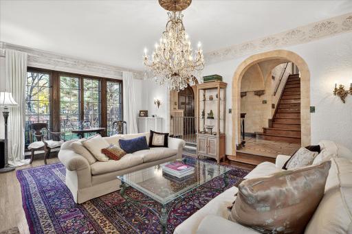 Large sunken living room gets a ton of afternoon light with west facing floor to ceiling windows!