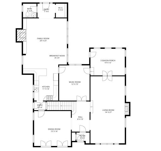 Main Level (1st floor) - 1,992 total sq ft including 3 season porch