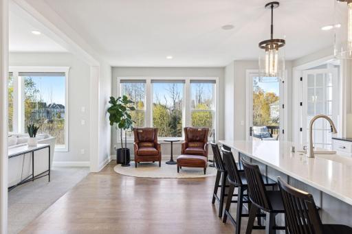 Informal dining space is where the two-chair seating is currently.