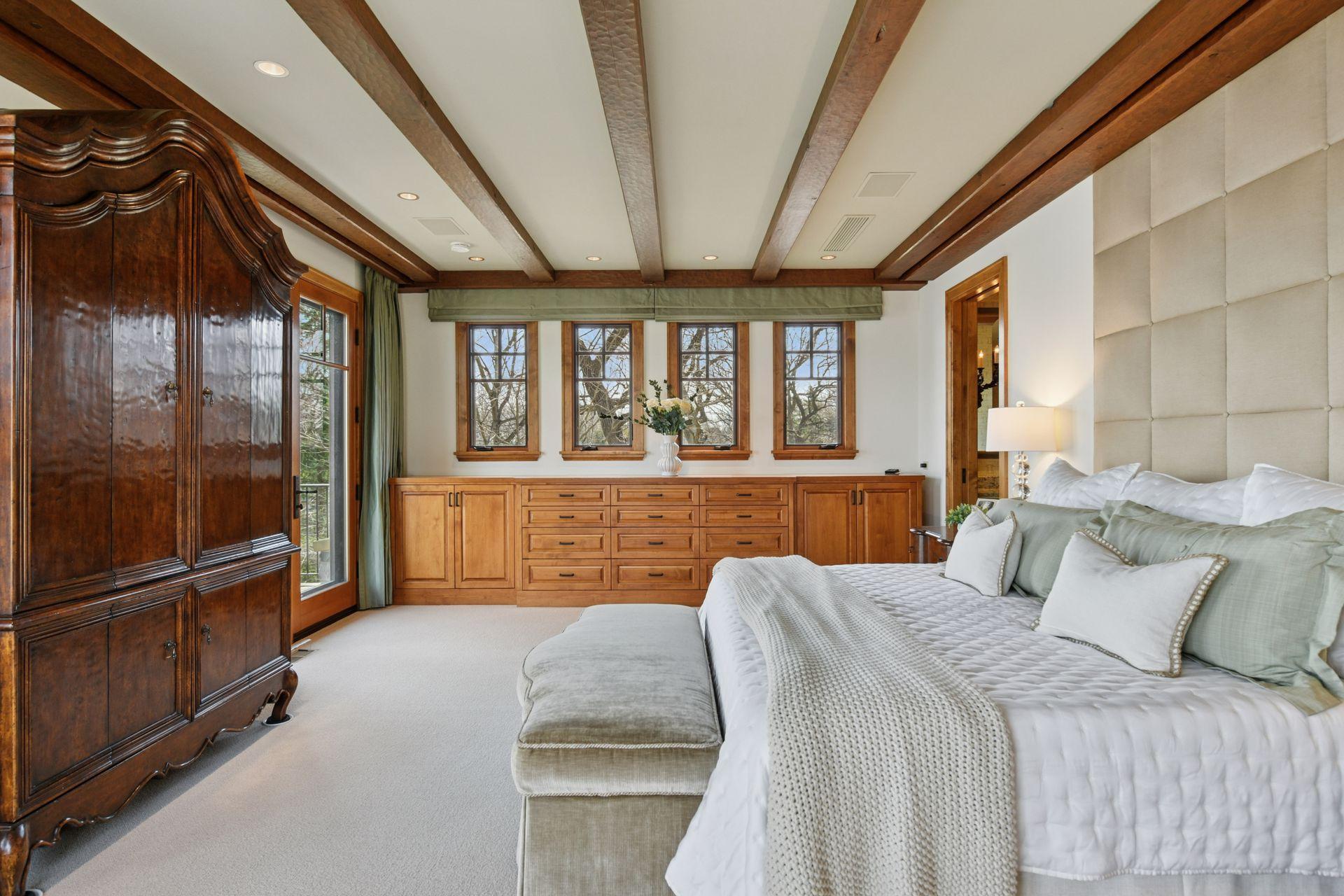 Lovely built-ins are great for clothing and linen storage