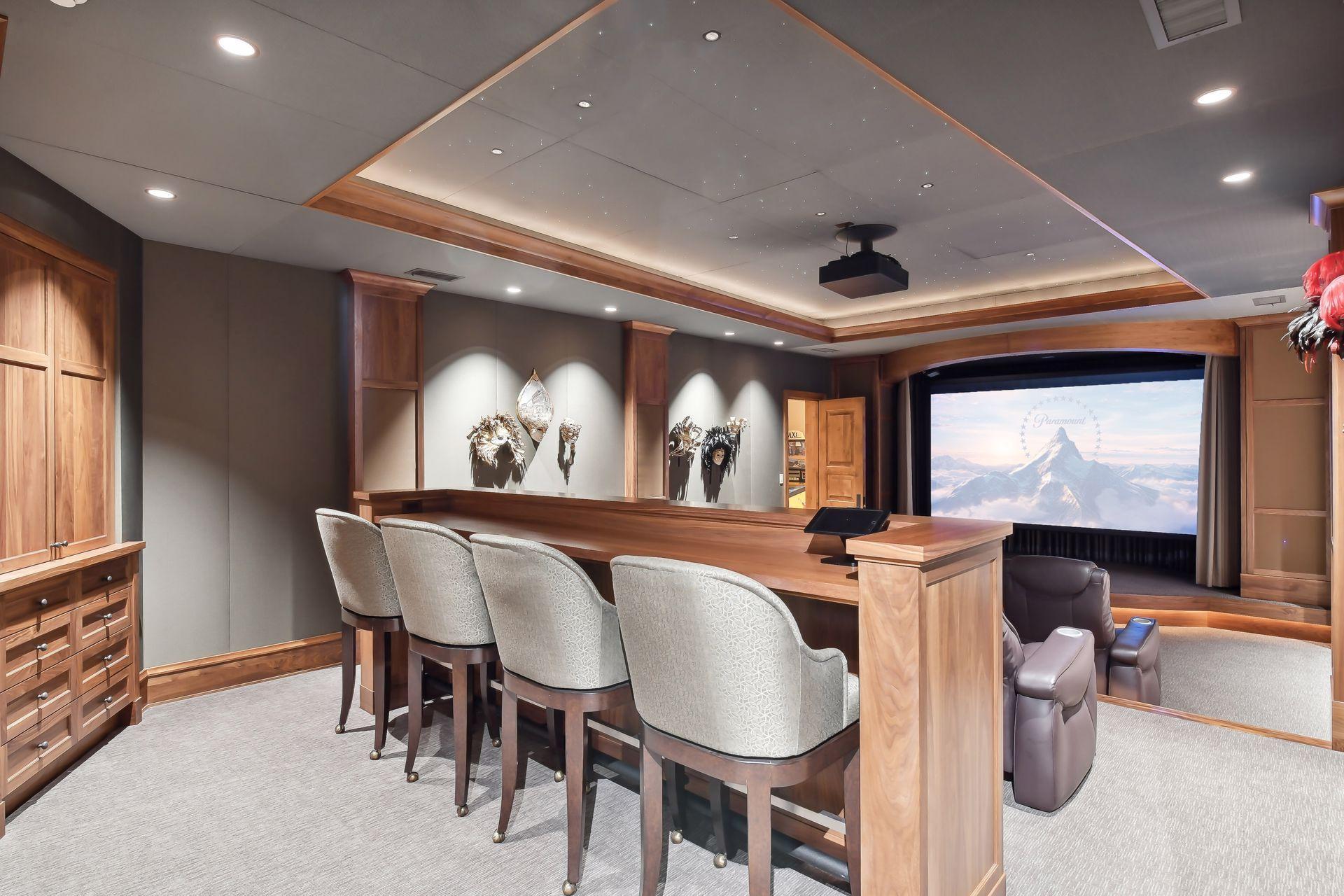 State of the art theater room is perfect for movie nights and game days