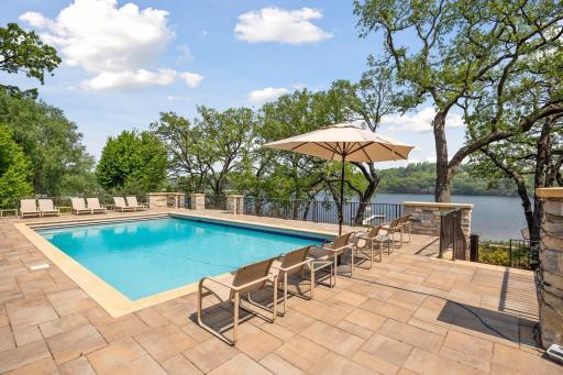 Enjoy views of Bryant Lake from the pool deck