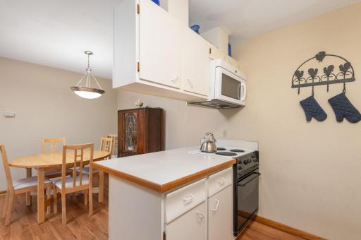 The neutral kitchen allows for you to add your own decorating touches!