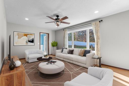 Main floor living room virtually staged