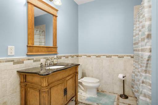 Convenient full bathroom in the lower level.