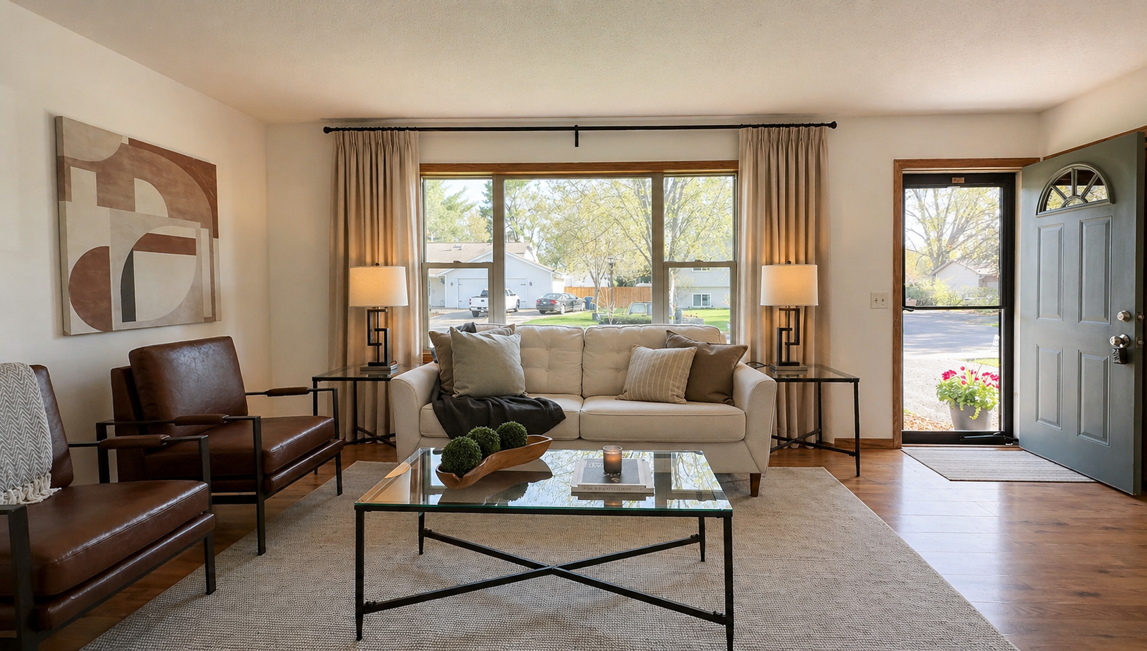 From the moment you step inside, the space feels open, bright, and intentional. Clean sightlines, updated finishes, and soft, neutral styling create an elevated yet approachable atmosphere—designed to feel like home from day one.