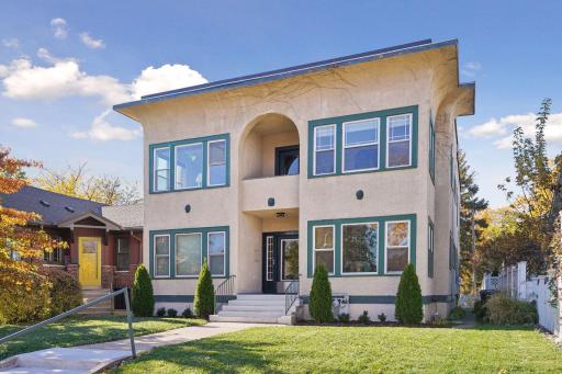 Photo for 4104 Bryant Avenue S, 202, Minneapolis, MN 55409 - listing #6814605 Charming two-story stucco building surrounded by mature trees in a highly walkable neighborhood.