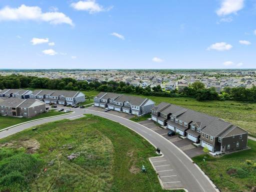 Aerial view of townhomes at Ardan Place in Rosemount.
