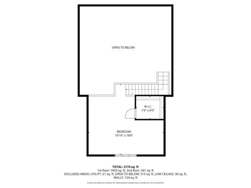 Lofted bedroom with walk-in closet upstairs