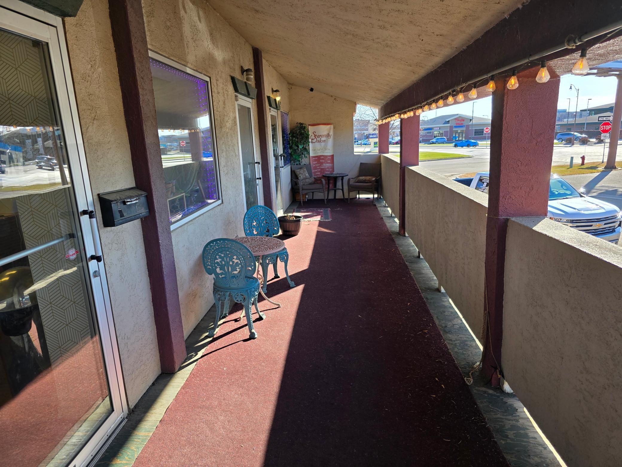 Covered walkway to upper level