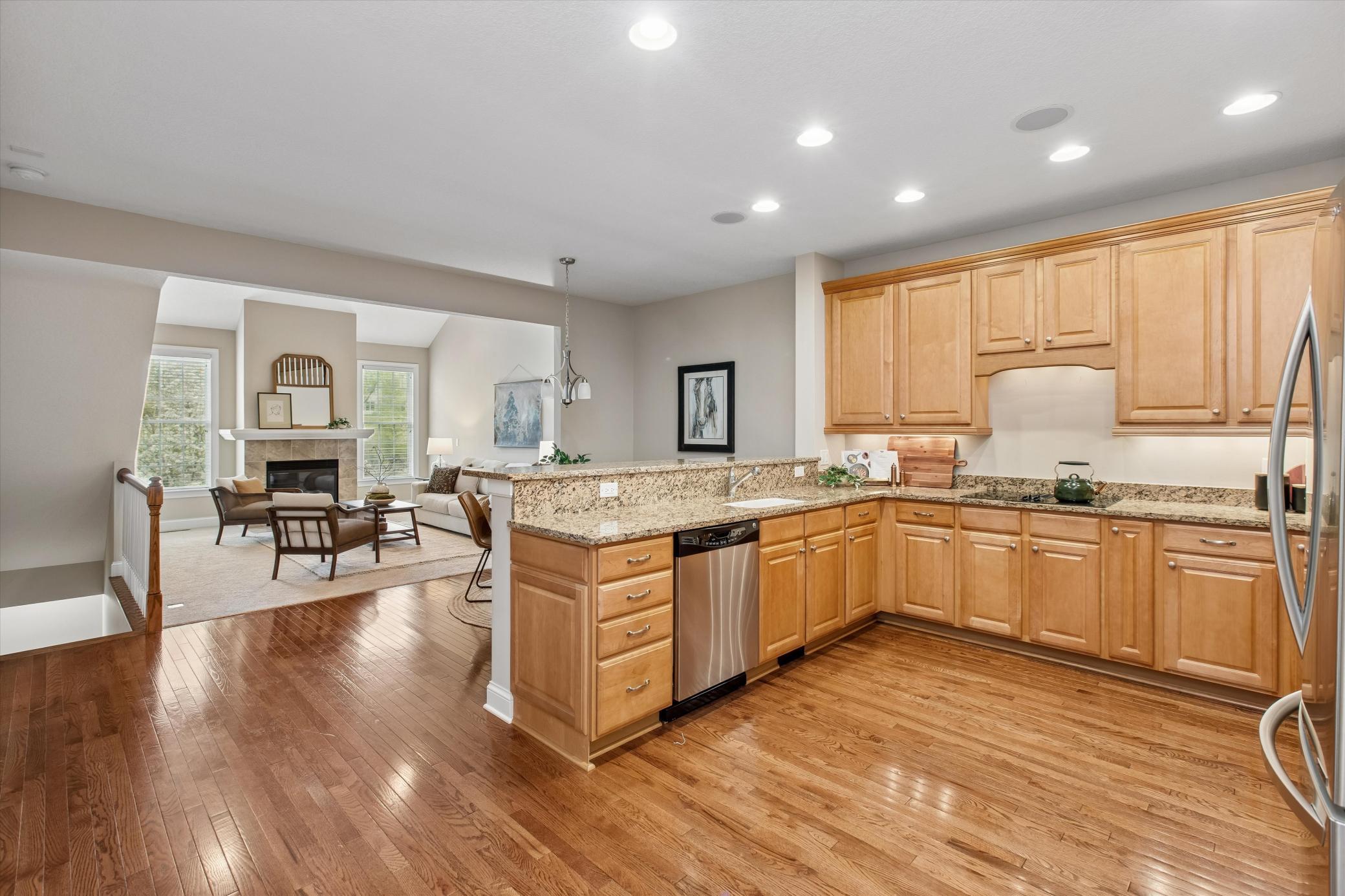 Granite countertops throughout kitchen