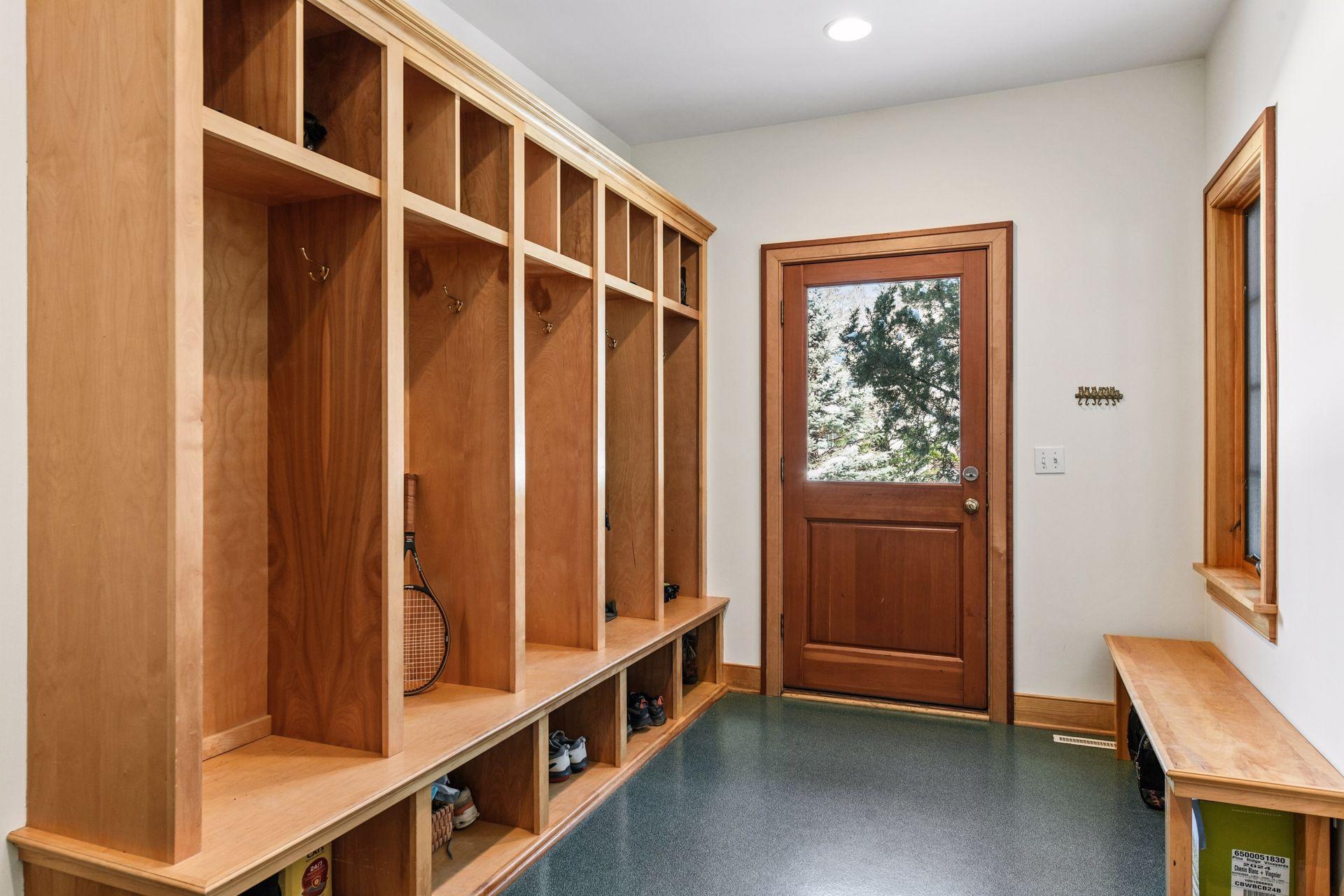 Even the mudroom boasts specialty wood