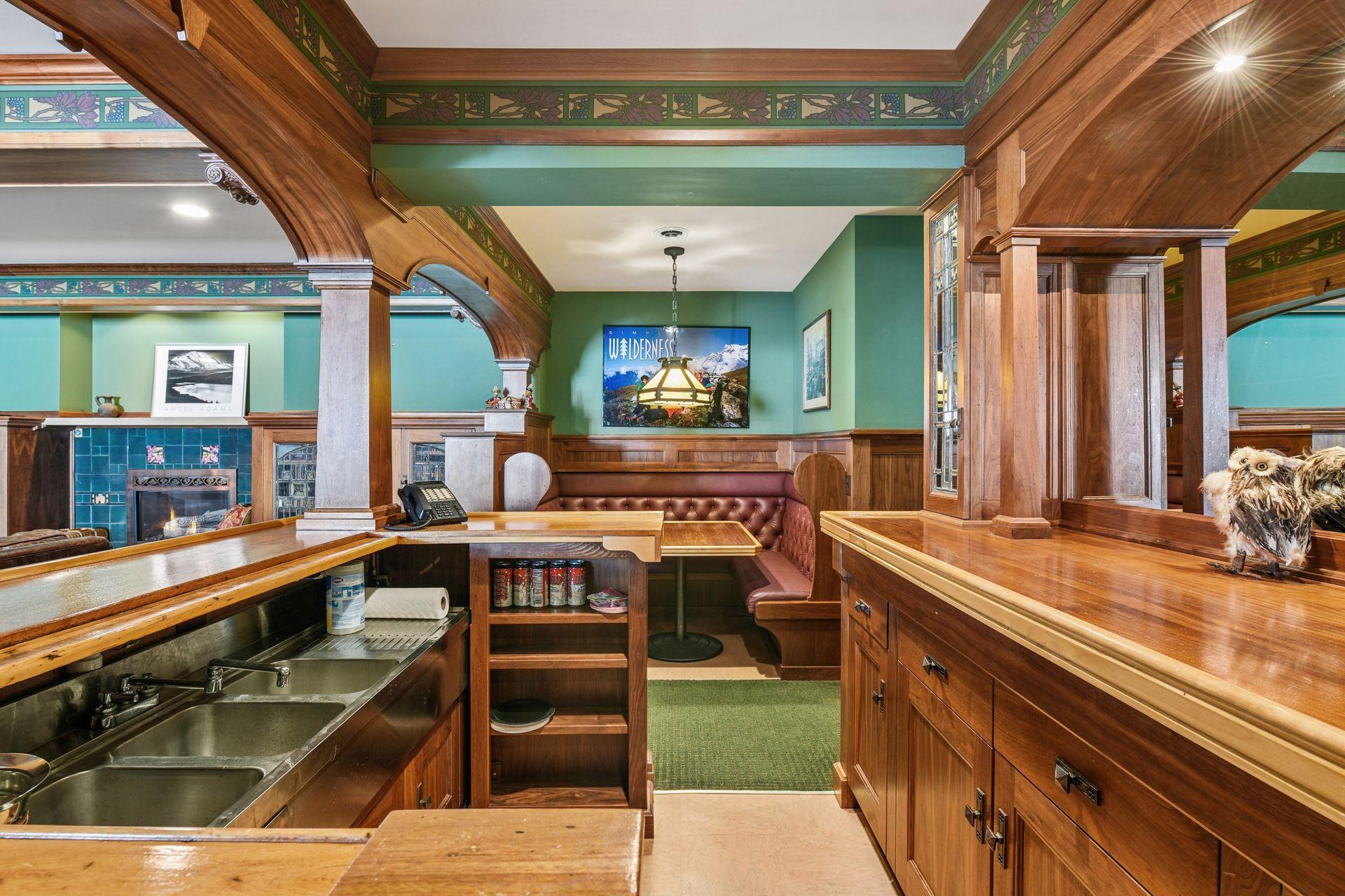 Bar and leather banquette