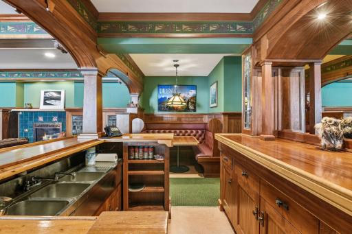 Bar and leather banquette