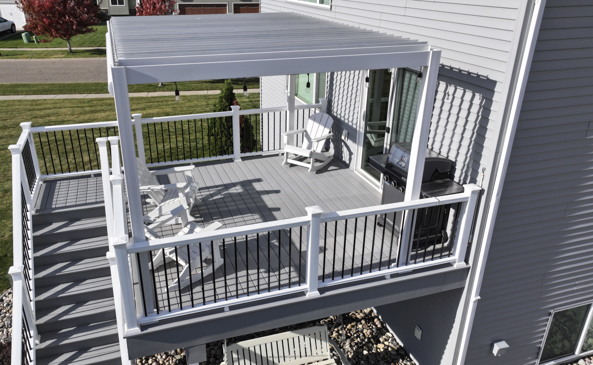 Composite Deck with Adjustable Sun Shade Aluminum Pergola