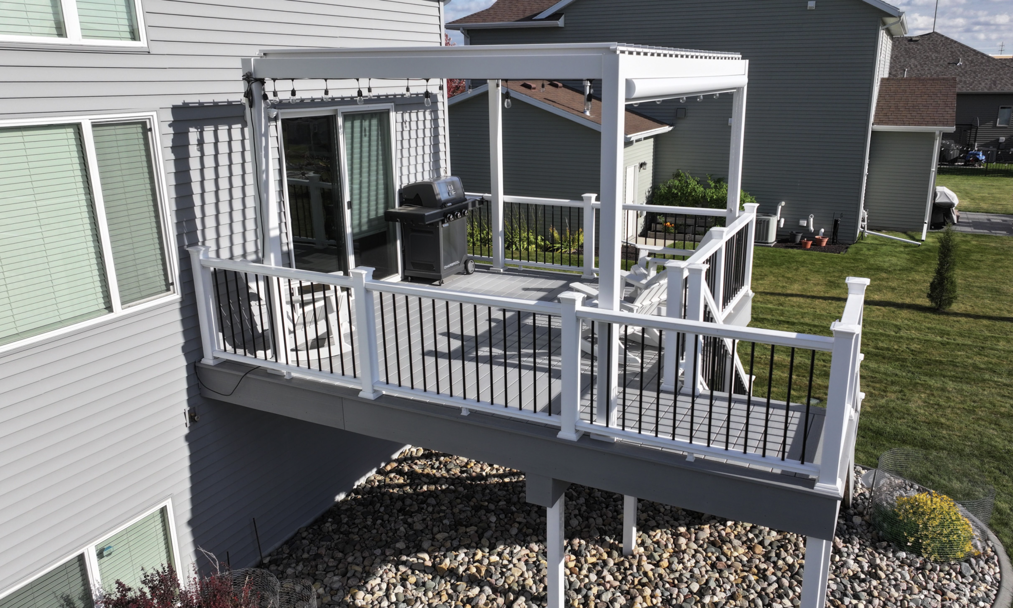 Composite Deck with Adjustable Sun Shade Aluminum Pergola
