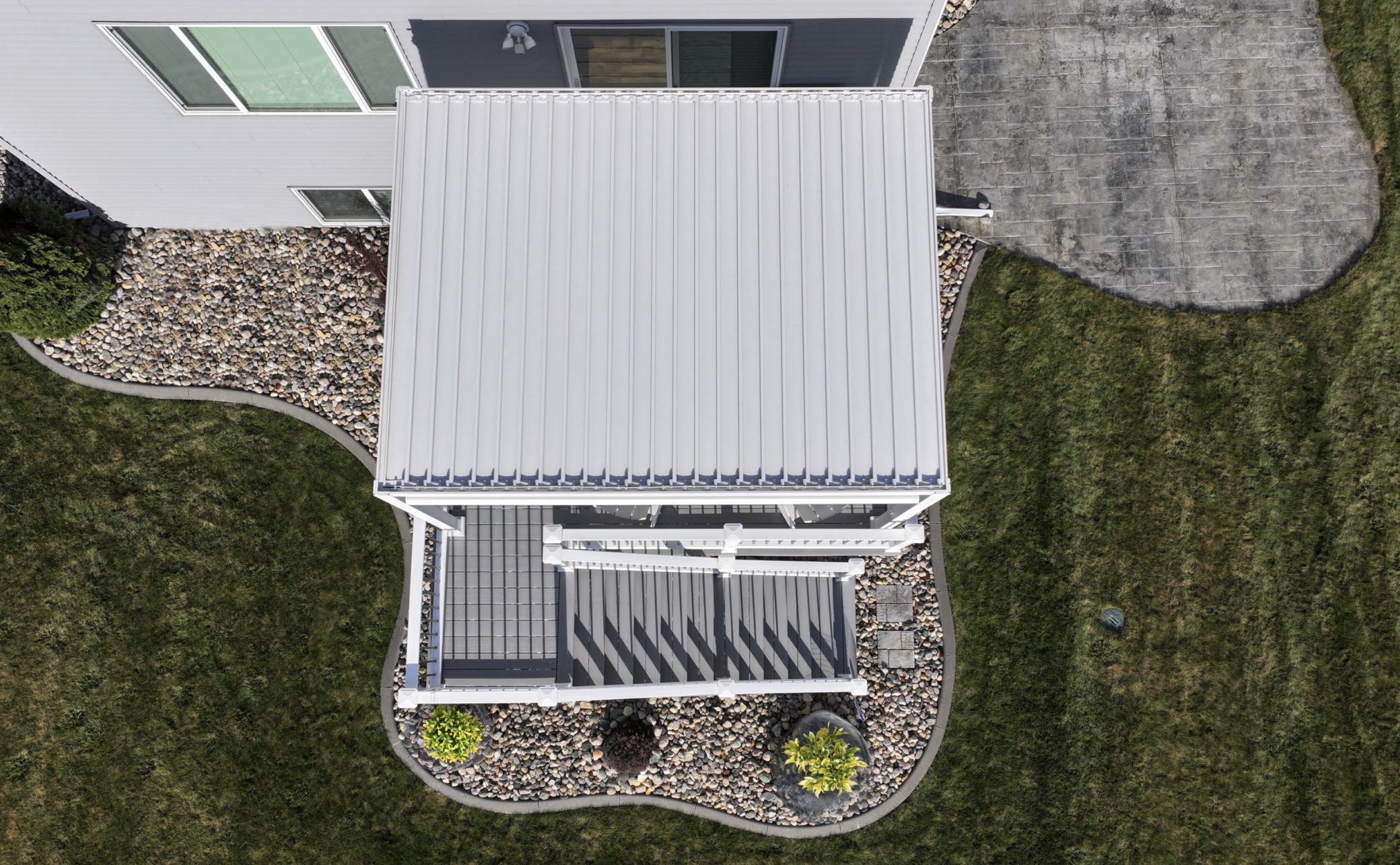 Composite Deck with Adjustable Sun Shade Aluminum Pergola