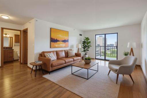 Photo for 78 10th Street E, 806, Saint Paul, MN 55101 - listing #6816786 Welcome to The Pointe! Virtually staged living room.