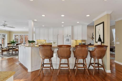 Updated cabinets and a spacious kitchen island.