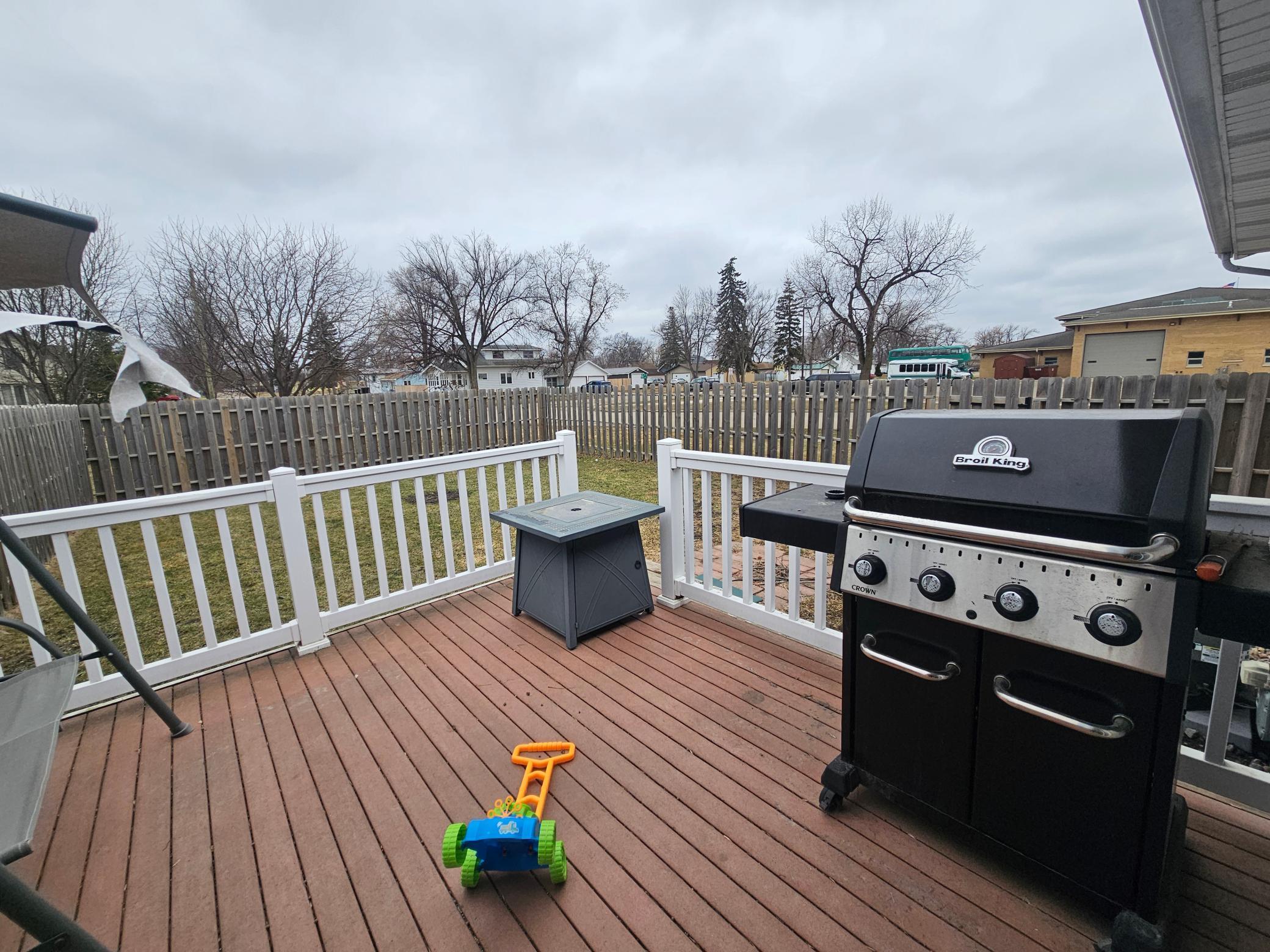 Deck/fenced in back yard