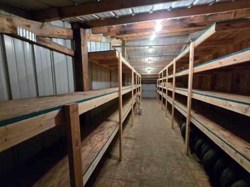 Stairs lead up to more additional storage.