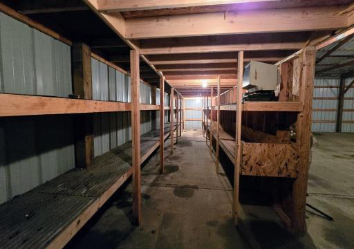 Shelving located under the upper level.