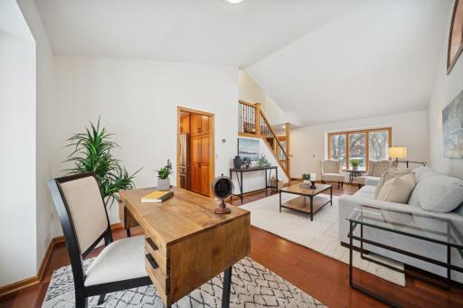 Lovely street facing windows and banister.