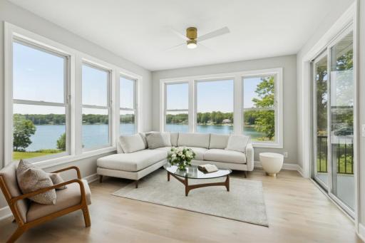 Oversized windows and the perfect setting will offer lake views all year long. Photo is of a previously constructed home.