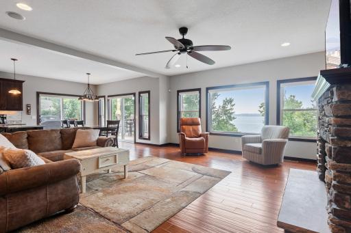 Abundant windows offering beautiful lake views throughout the home