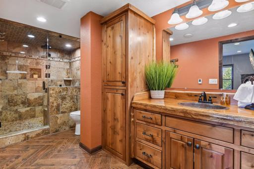 Three-quarter bathroom in LL with heated floors