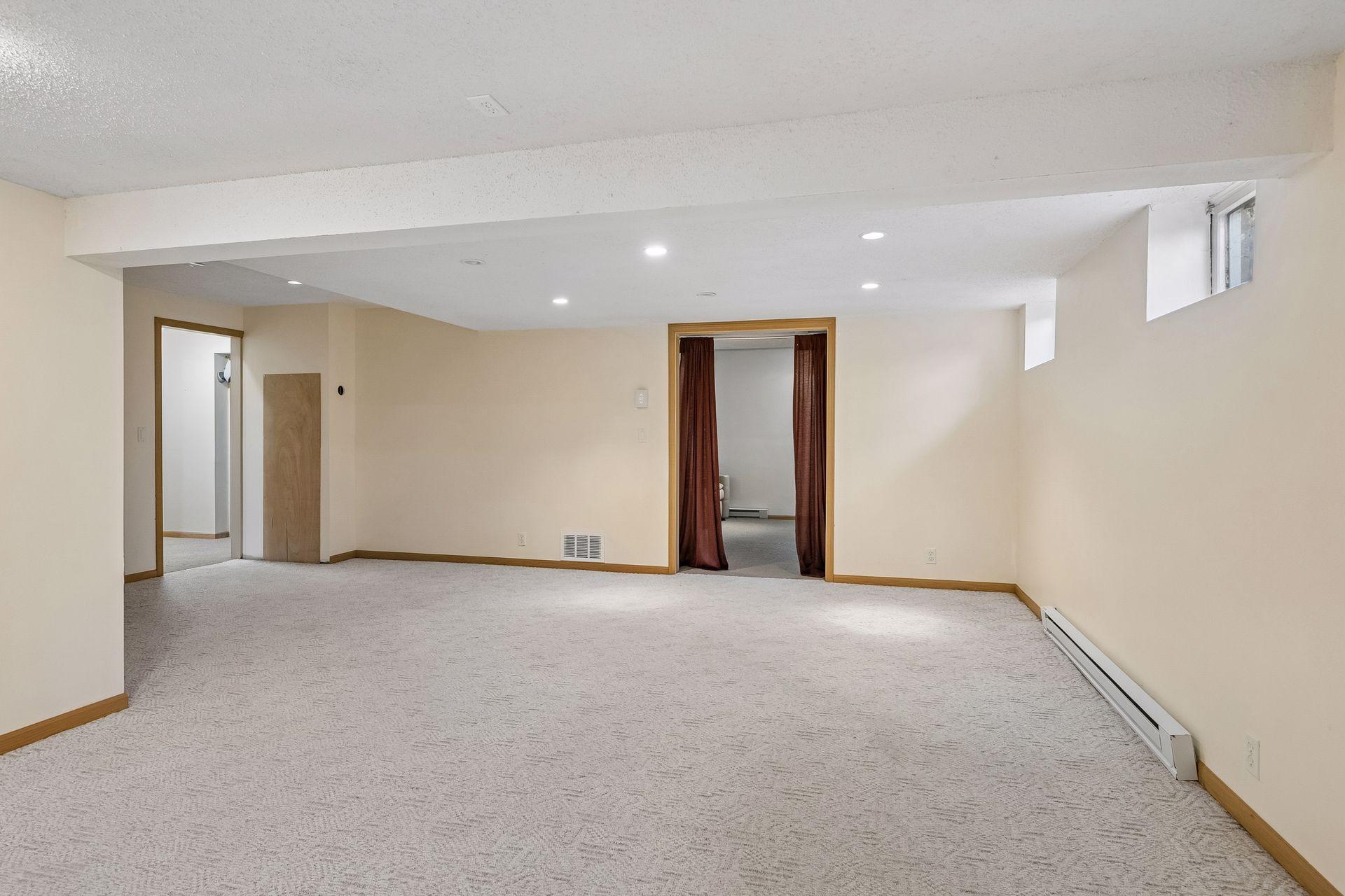 Basement: View toward Theater Room from Lower Recreation Room.