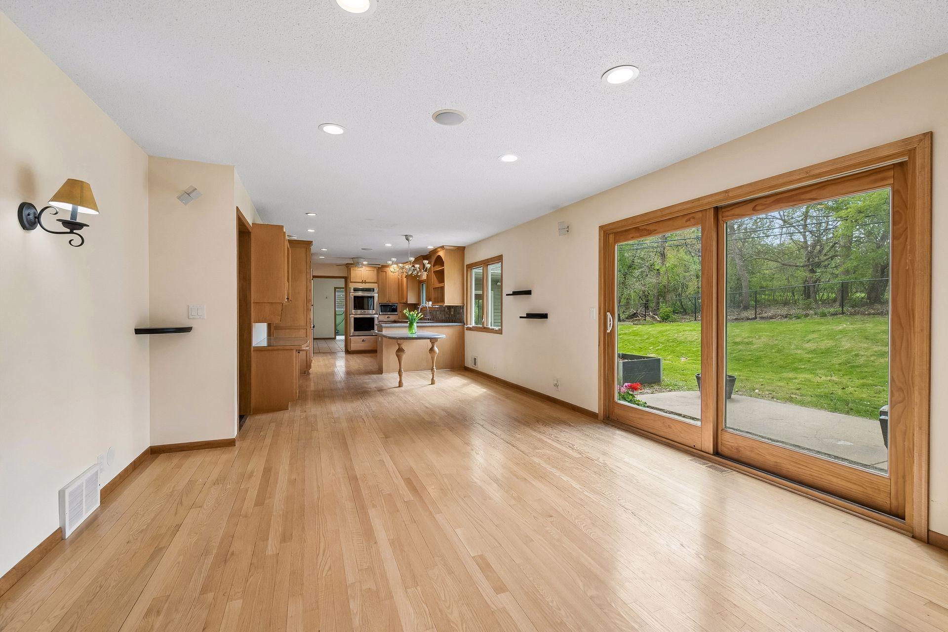 View toward the kitchen from the living room.