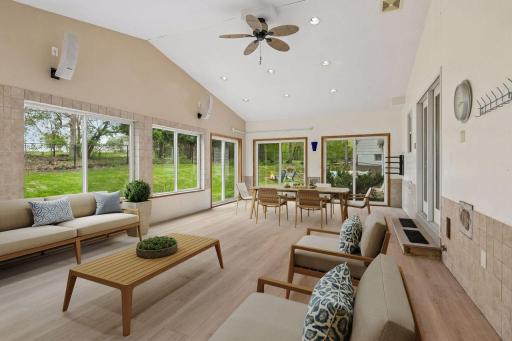 Patio doors provide easy access to the backyard. Virtually Staged.