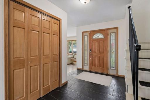 There is an sitting room/ family room to the right as your enter the home.