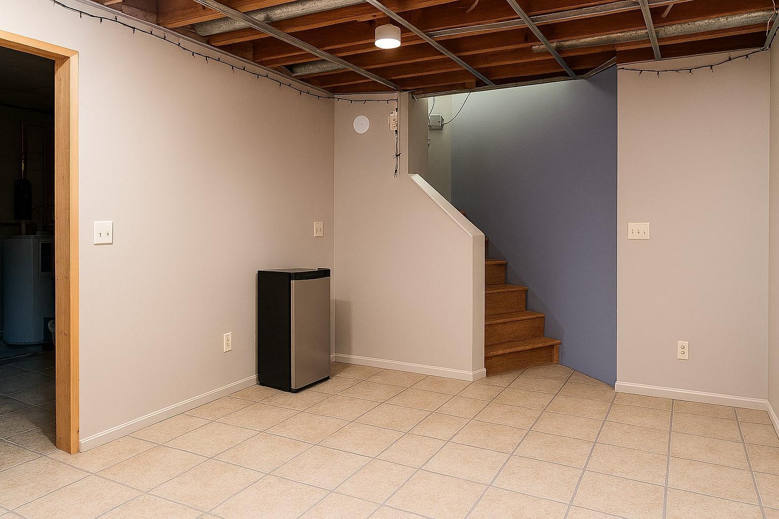 Unfinished basement coming downstairs