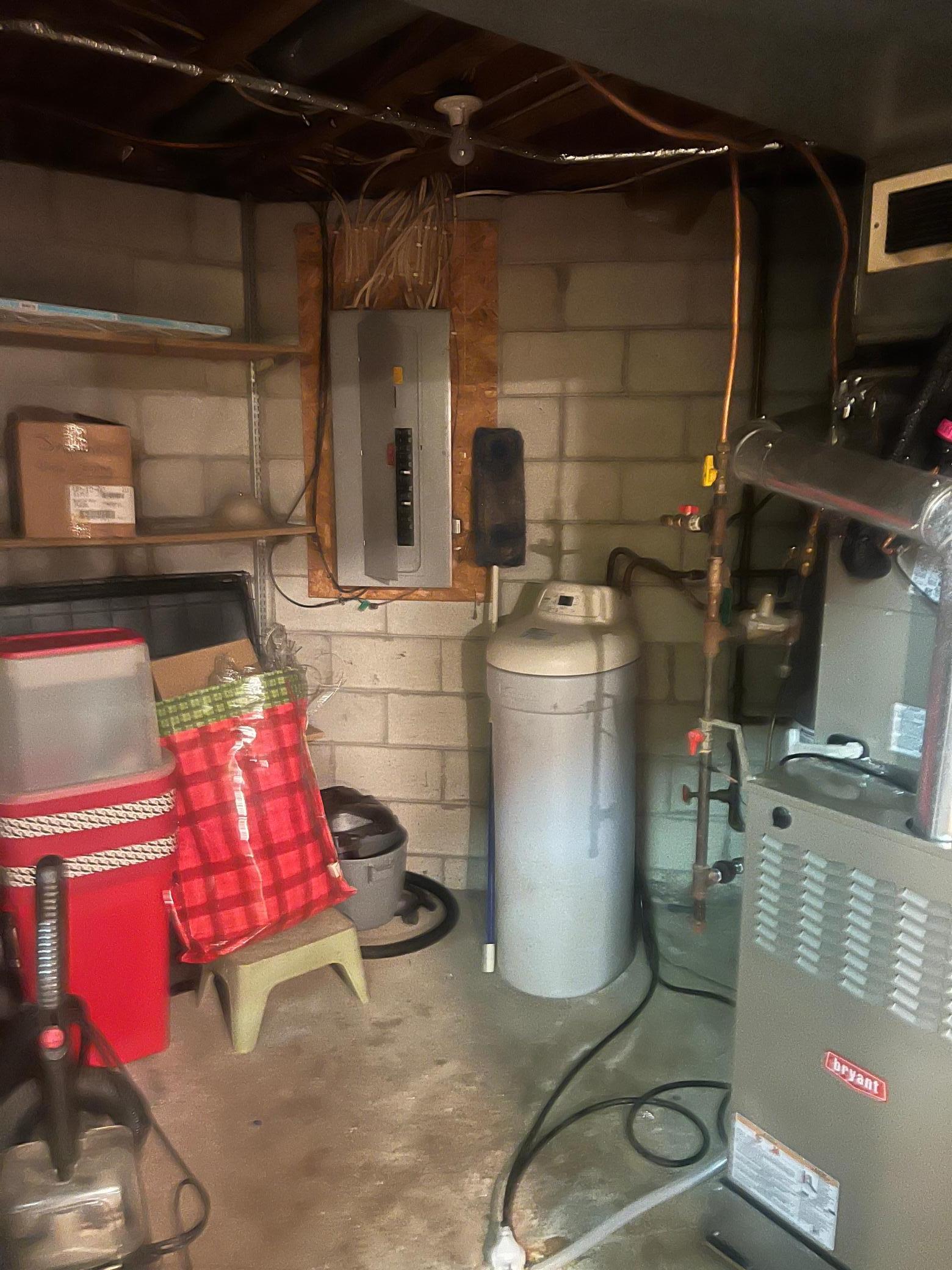 Unfinished basement -furnace and circuit breaker electrical panel