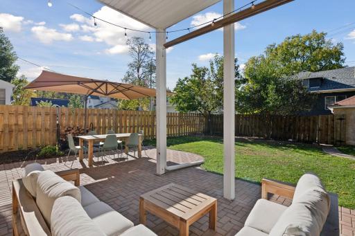 This backyard is perfect for entertaining and enjoying our beautiful summer/fall nights.