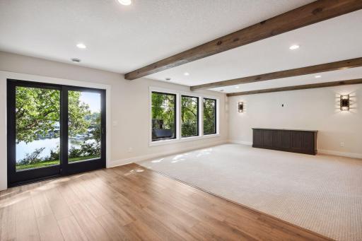 Lower level pool or card table area