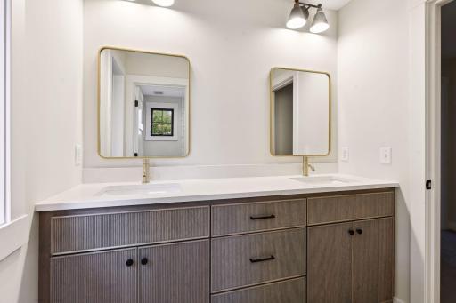 upper level double vanity shared bath