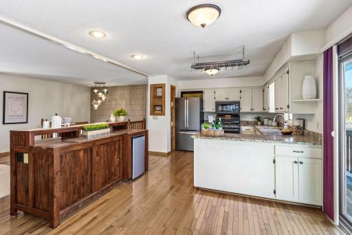 Open kitchen with so much storage.